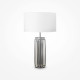 Lampada da tavolo in vetro dal design moderno con paralume in tessuto e pvc
