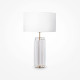 Lampada da tavolo in vetro dal design moderno con paralume in tessuto e pvc