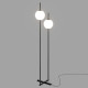 Lampada da terra a LED moderna struttura in metallo e 2 paralumi in vetro