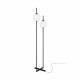 Lampada da terra a LED moderna struttura in metallo e 2 paralumi in vetro