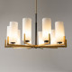 Lampadario grande con dieci diffusori in vetro in stile moderno