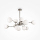Lampadario moderno altezza regolabile struttura in metallo e diffusori in vetro