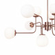 Lampadario moderno altezza regolabile struttura in metallo e diffusori in vetro