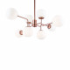 Lampadario moderno con diffusori in vetro e struttura in metallo