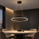 Lampadario moderno in alluminio con diffusore a LED ad anello