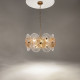 Lampadario piccolo moderno con struttura dorata e diffusori in vetro