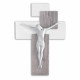 Crocifisso bianco in stile moderno con pannello in legno 60x40