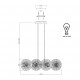 Lampadario moderno con struttura dorata e diffusori in vetro