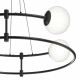 Lampada a sospensione piccola struttura in metallo e diffusori a bocce in vetro