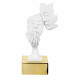 Scultura da tavolo con volti in marmorino e base