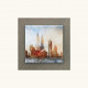 Quadretto in legno con skyline in rilievo astratto con dettagli in argento 35x35