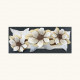 Tela in rilievo decori materici e foglia argento "White Bouquet" 155x65