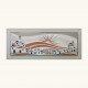 Quadro pannello interamente in legno con paesaggio e dettagli in rilievo 155x65