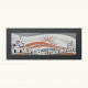 Quadro pannello interamente in legno con paesaggio e dettagli in rilievo 155x65
