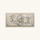 Capezzale con Maternità in rilievo decori materici e foglia argento 120x60