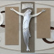 Quadro contemporaneo materico tema in rilievo decori in foglia argento 120x60