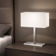 Abatjour moderna in cromo spazzolato con paralume in PVC per camera da letto