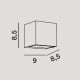 Applique a led da esterno con struttura a cubo in metallo e diffusore in vetro