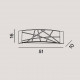 Applique rettangolare grande moderna in metallo con paralume in vetro decorato