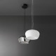 Lampada a sospensione a led con struttura in metallo e diffusore in vetro