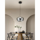 Lampada a sospensione a led con struttura in metallo e diffusore in vetro
