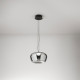 Lampada a sospensione a led con struttura in metallo e diffusore in vetro