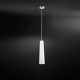 Lampada a sospensione con struttura in metallo e diffusore in vetro satinato
