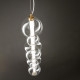 Lampada a sospensione grande a led con struttura in metallo diffusore in vetro