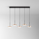 Lampada a sospensione lineare a led struttura in metallo diffusori in vetro