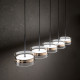 Lampada a sospensione lineare a led struttura in metallo diffusori in vetro