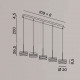 Lampada a sospensione lineare a led struttura in metallo diffusori in vetro