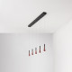 Lampada a sospensione lineare struttura in metallo e 5 diffusori a led