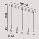 Lampada a sospensione lineare struttura in metallo e 5 diffusori a led