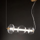 Lampada a sospensione media a led con struttura in metallo diffusore in vetro
