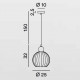 Lampada a sospensione piccola con diffusore in vetro a boccia