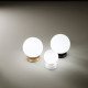 Lampada da tavolo piccola moderna in metallo e diffusore a bocia in vetro