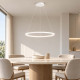 Lampadario moderno in metallo a led con diffusore ad anello