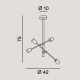 Plafoniera moderna con 4 lampadine orientabili in metallo verniciato