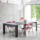 Consolle di design allungabile con struttura in acciaio e 4 ante