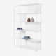 Libreria componibile in acciaio moderna con varie scaffalature a vista