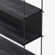 Libreria componibile moderna con varie scaffalature a vista in acciaio