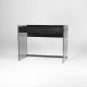 Scrivania con struttura in vetro top e cassetto in legno