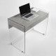Scrivania con struttura in vetro top e cassetto in legno