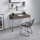 Scrivania con struttura in vetro top e cassetto in legno
