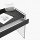 Scrivania con struttura in vetro top e cassetto in legno