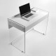Scrivania con struttura in vetro top e cassetto in legno