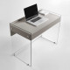 Scrivania con struttura in vetro top e cassetto in legno