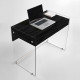 Scrivania con struttura in vetro top e cassetto in legno
