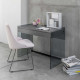 Scrivania con struttura in vetro top e cassetto in legno