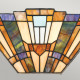 Applique da parete in metallo con paralume in vetro tiffany a 2 luci